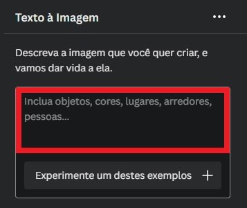 É preciso enviar as instruções para que o Canva possa gerar a sua imagem por inteligência artificial