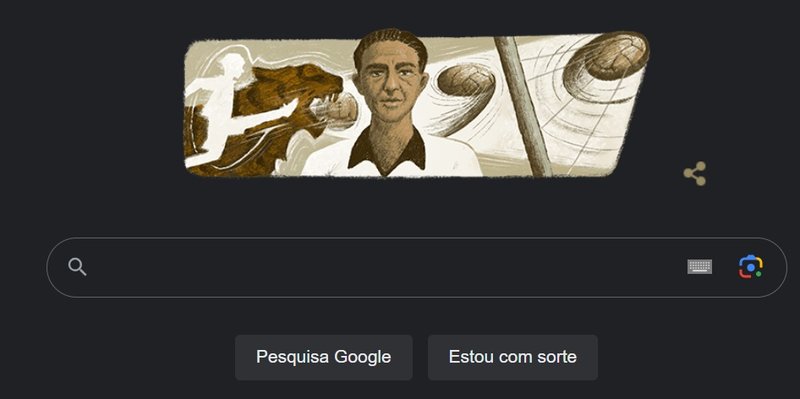 A página principal do Google com a ilustração.