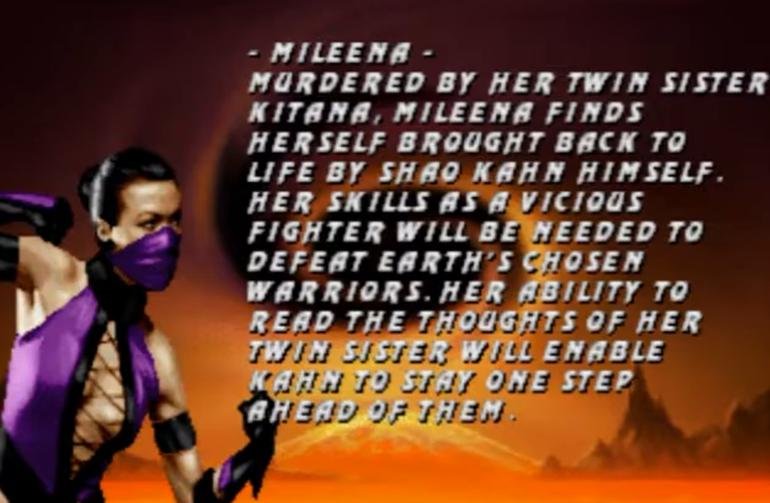 História de Mileena retratada em Ultimate Mortal Kombat 3. (Fonte: YouTube)