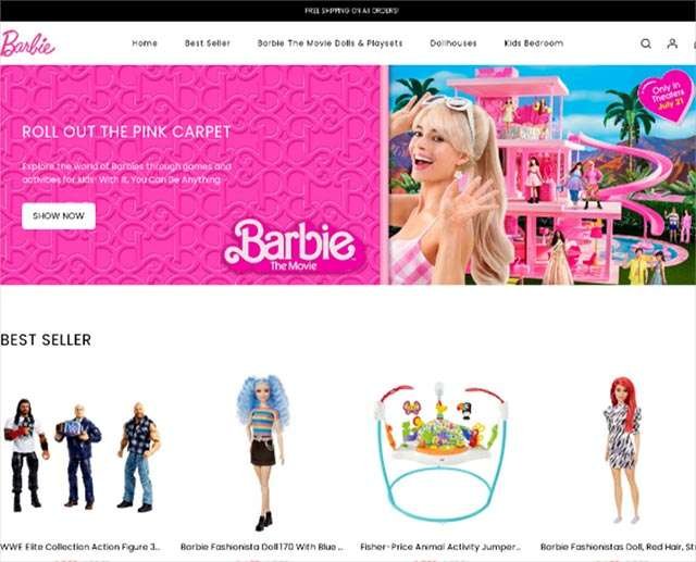 Página fraudulenta para vendas de Barbie