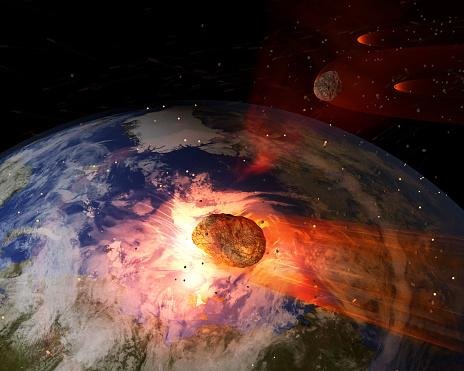 De acordo com a teoria, os dinossauros foram extintos graças a colisão de um asteroide com a Terra, há 66 milhões de anos.