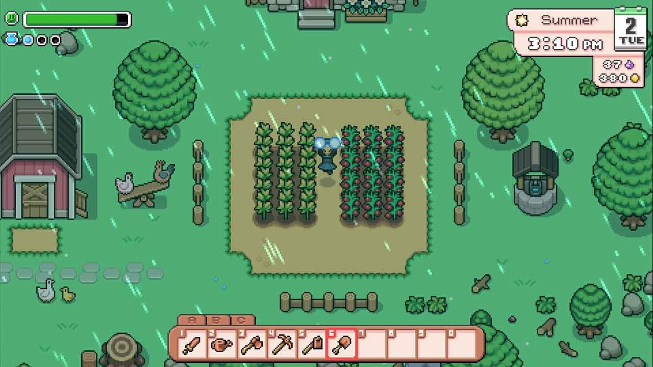 Em Fields of Mistria, é possível utilizar feitiços para acelerar a colheita
