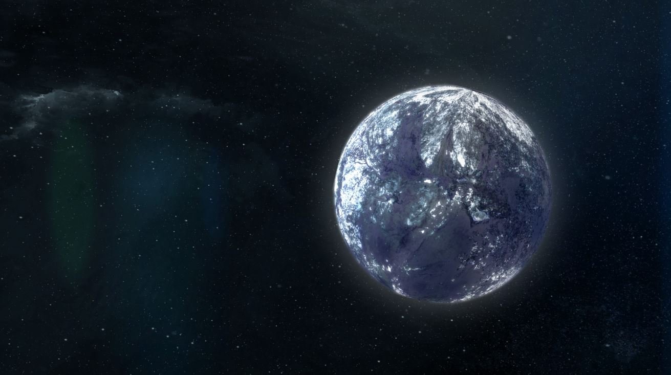 A ilustração apresenta como seria um planeta interestelar com a massa semelhante a da Terra.