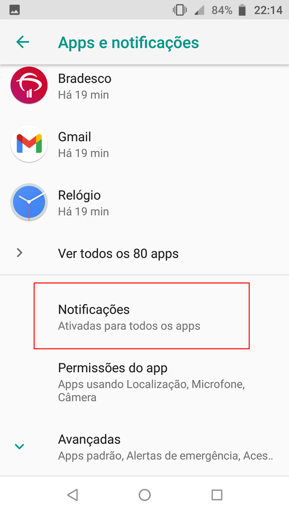 Basta acessar a área de Notificações para escolher quais aplicativos vão enviar alertas no Android. (Fonte: TecMundo/Reprodução)