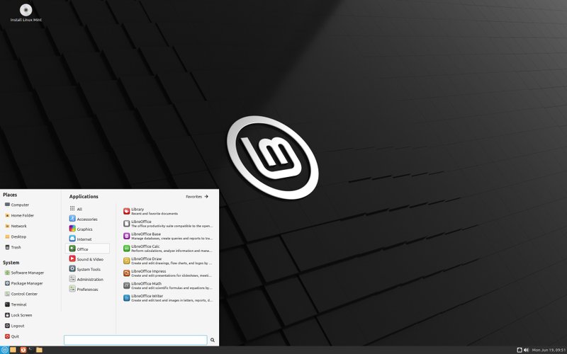 O Linux Mint MATE oferece uma experiência de desktop clássica e familiar.