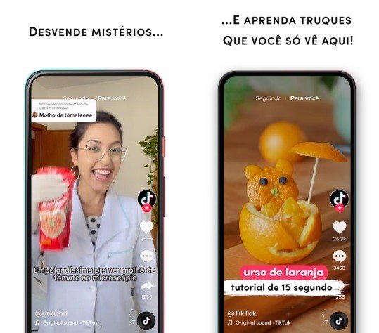 A interface do TikTok.