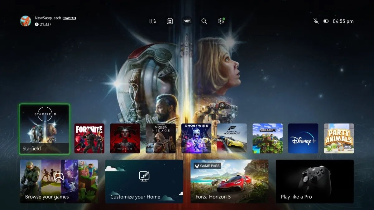 Imagem da nova Xbox Home que foi revelada pela Microsoft