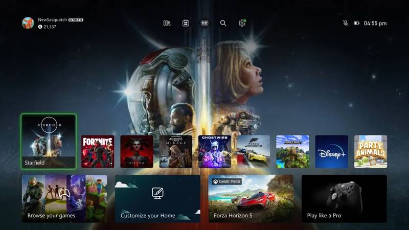 Imagem da nova Xbox Home que foi revelada pela Microsoft
