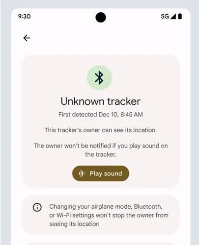 A notificação da Google sobre um aparelho desconhecido perto de você.