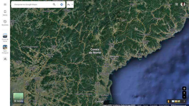 Mapa da Coreia do Norte no Google Maps