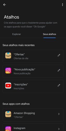 Você pode pular etapas e chegar mais rápido a certas telas dos apps usando atalhos