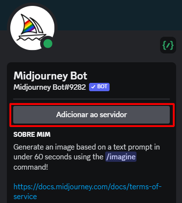 Adicione o Bot ao seu novo servidor