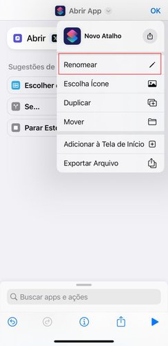Renomear atalho do app