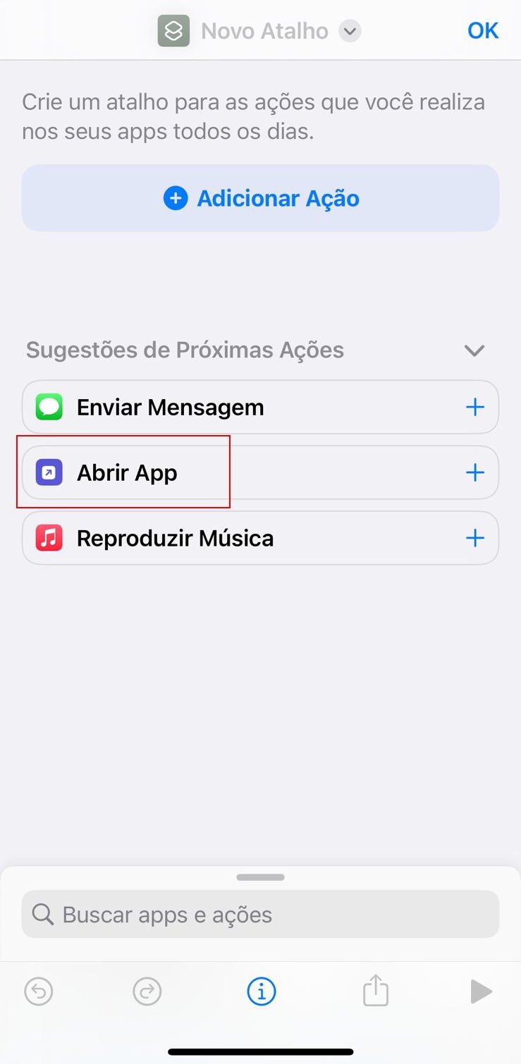 Tela de atalho iOS