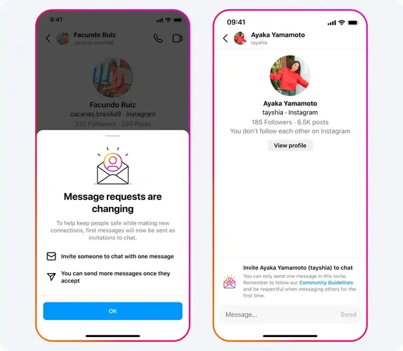 O Instagram agora permite que solicitações de mensagens sejam apenas em texto, sem mídias.