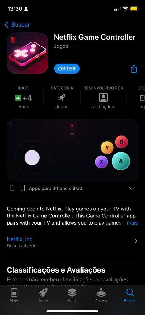 O Netflix Game Controller já apareceu na App Store, mas ainda não está no Google Play Store.
