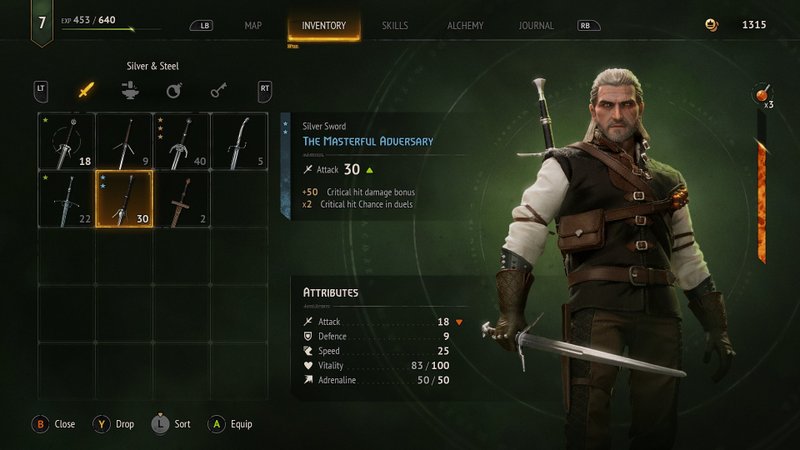 Conceito do inventário de The Witcher 1 criado por Brazdeikis.