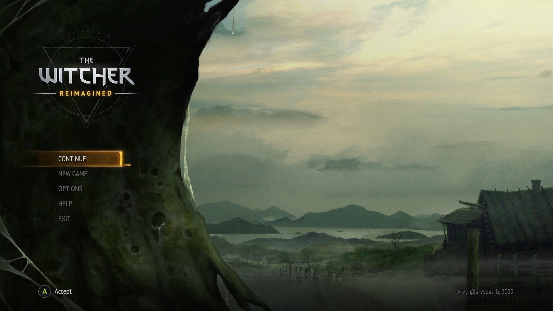 Conceito do menu de The Witcher 1 criado por Brazdeikis.