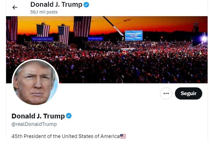 A conta de Trump na rede social X não foi mais usada desde a volta da suspensão.