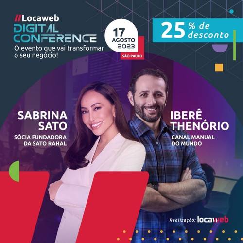 Participe do evento em 2023 com 25% de desconto sobre o valor do lote promocional. (Locaweb/Reprodução)