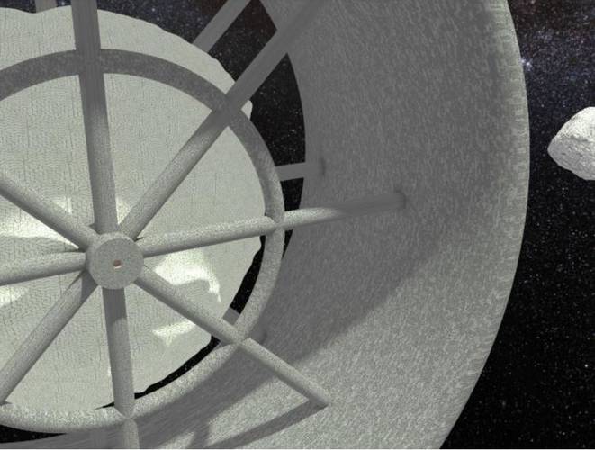 A ilustração acima é um modelo de como seria a estação espacial imaginada por Jensen.