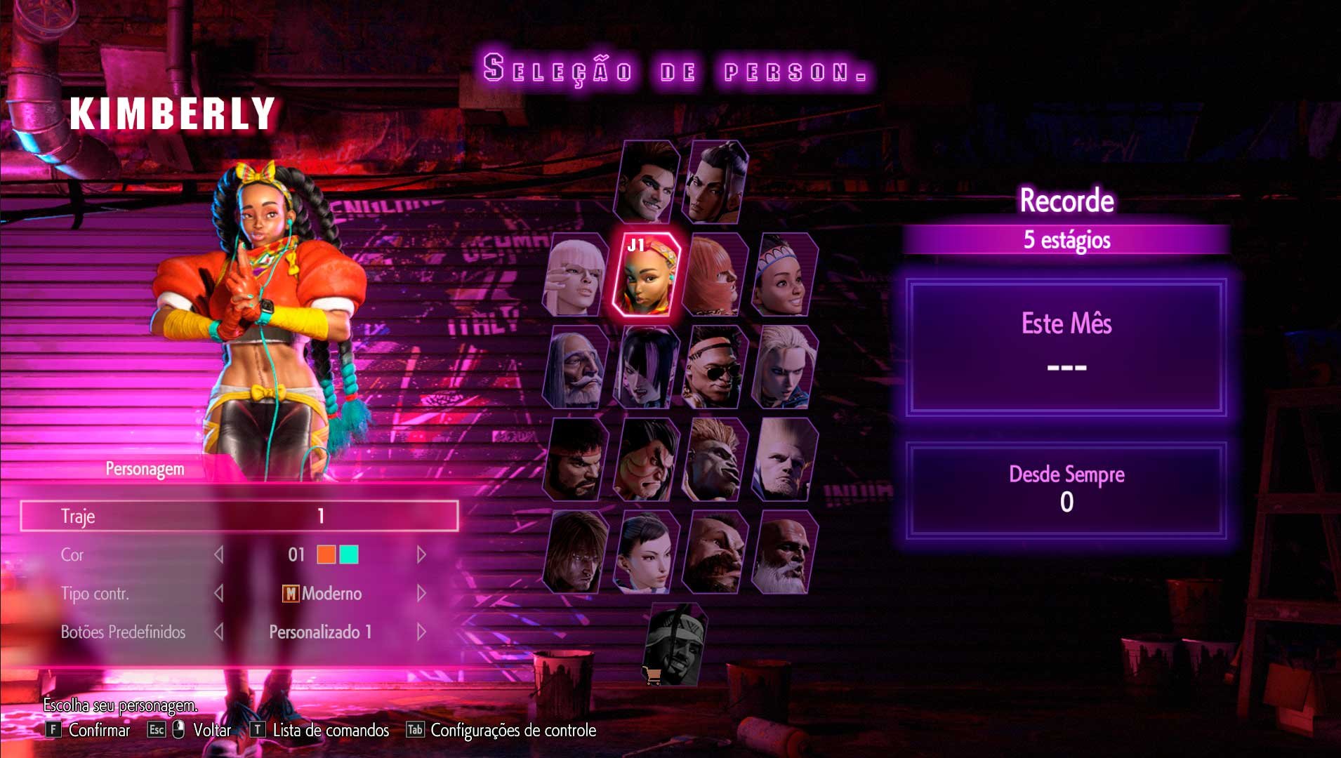 Descrição da Imagem: Menu de seleção de personagens do jogo