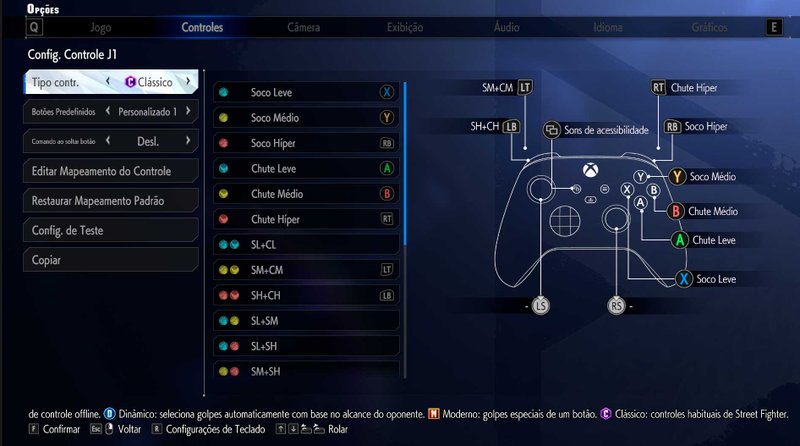 Descrição da Imagem: Menu de config dos controles