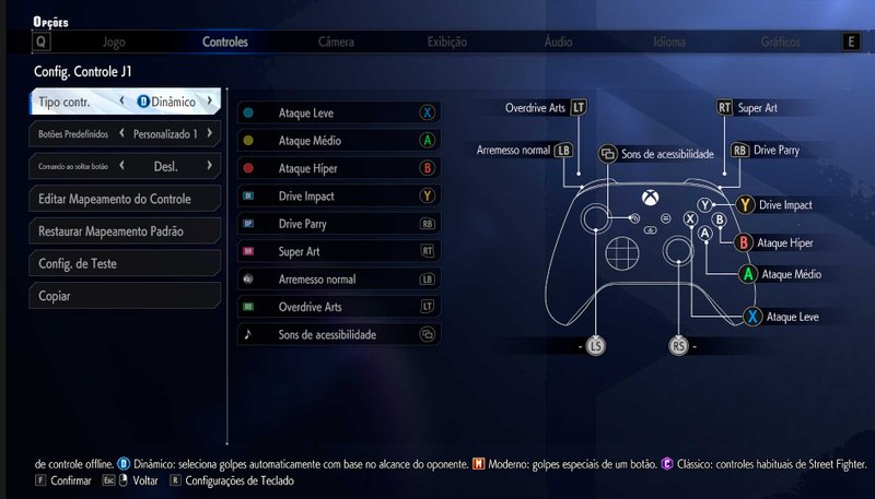 Descrição da Imagem: Menu de config dos controles