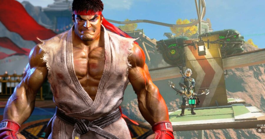 Descrição da Imagem: Ryu, um homem branco com quimono e luvas, em pose de combate. 
