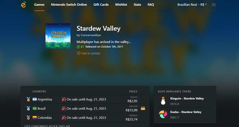 Stardew Valley está custando menos de R$ 3 na eShop da Argentina