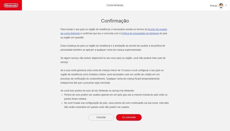 É preciso concordar com os termos para prosseguir com o procedimento