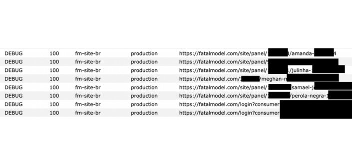 Print screen shows structure of potentially identifiable admin panel URLs 