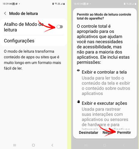 O próximo passo é ativar o atalho do Modo de Leitura.