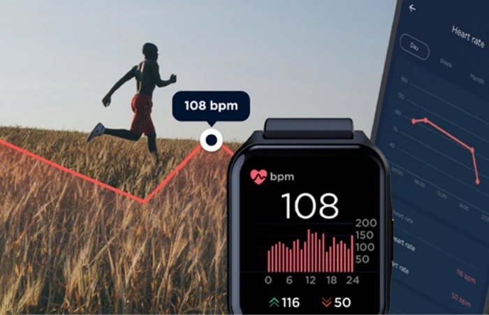 O smartwatch monitora a saúde e as atividades físicas.