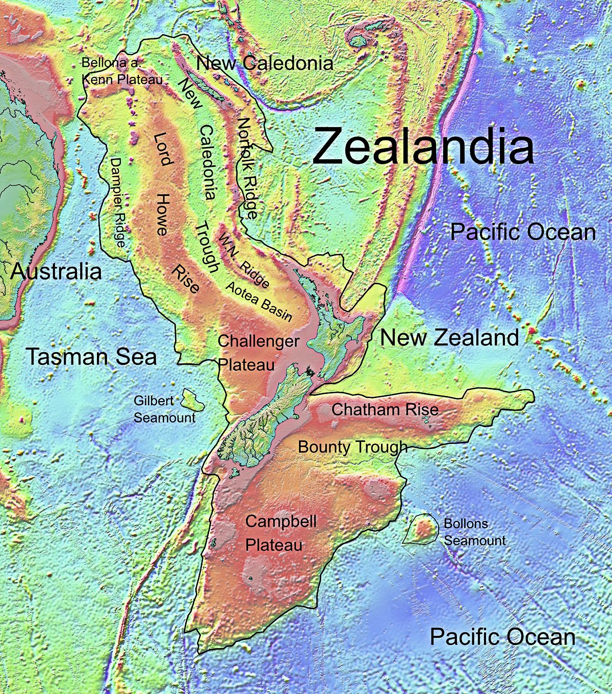 A Zelândia é o menor, mais fino e mais jovem continente da Terra.