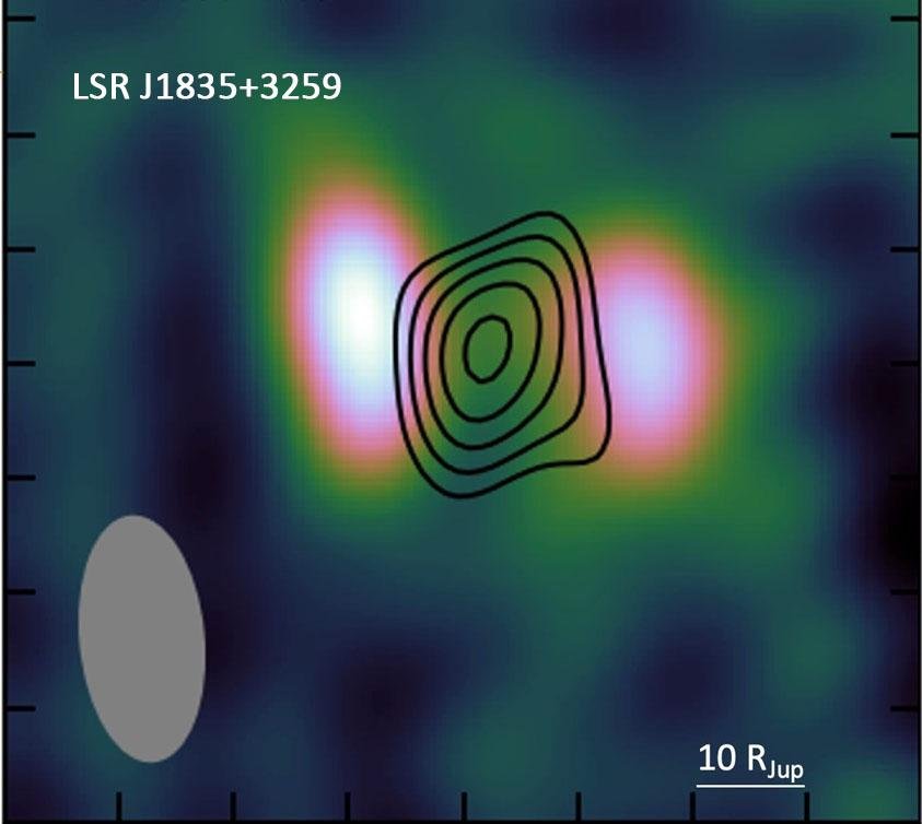 Imagens de rádio reconstruídas do LSR J1835+3259 usando a Rede Europeia VLBI.