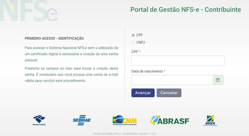 É preciso usar um CPF ou CNPJ válido