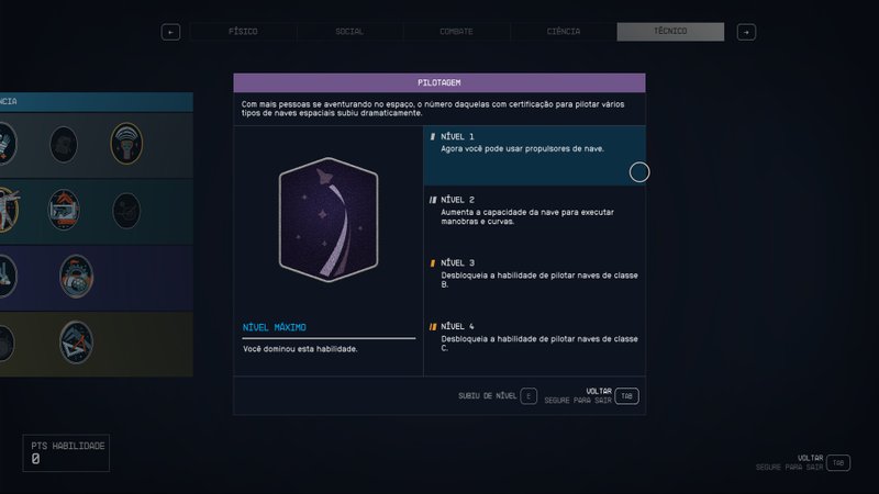 Para pilotar naves mais avançadas, é necessário investir nessa skill