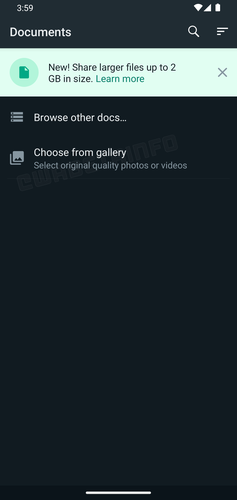 O WhatsApp Beta agora oferece um atalho para selecionar fotos e vídeos da galeria.