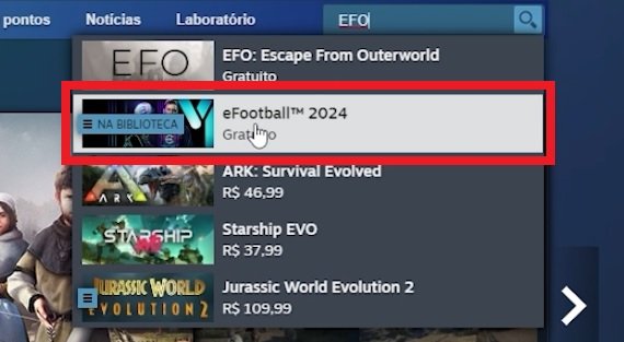 Clique no ícone referente ao jogo na busca da Steam.