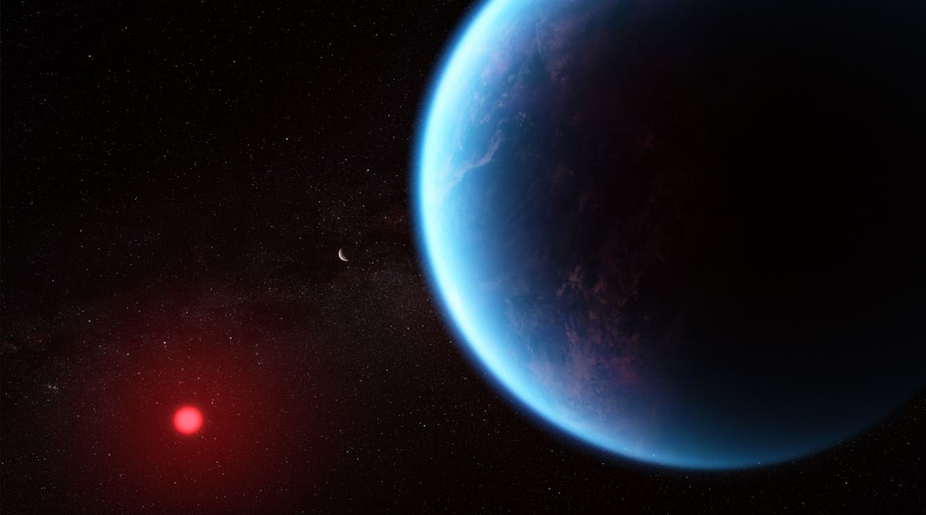Os pesquisadores sugerem que o exoplaneta K2-18 b tem água na superfície e hidrogênio na atmosfera.