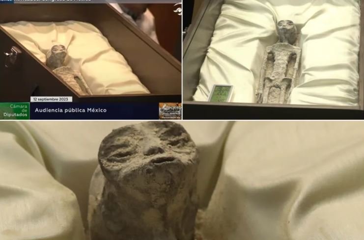 As múmias alienígenas (imagem) foram apresentadas durante a audiência no Congresso do México.