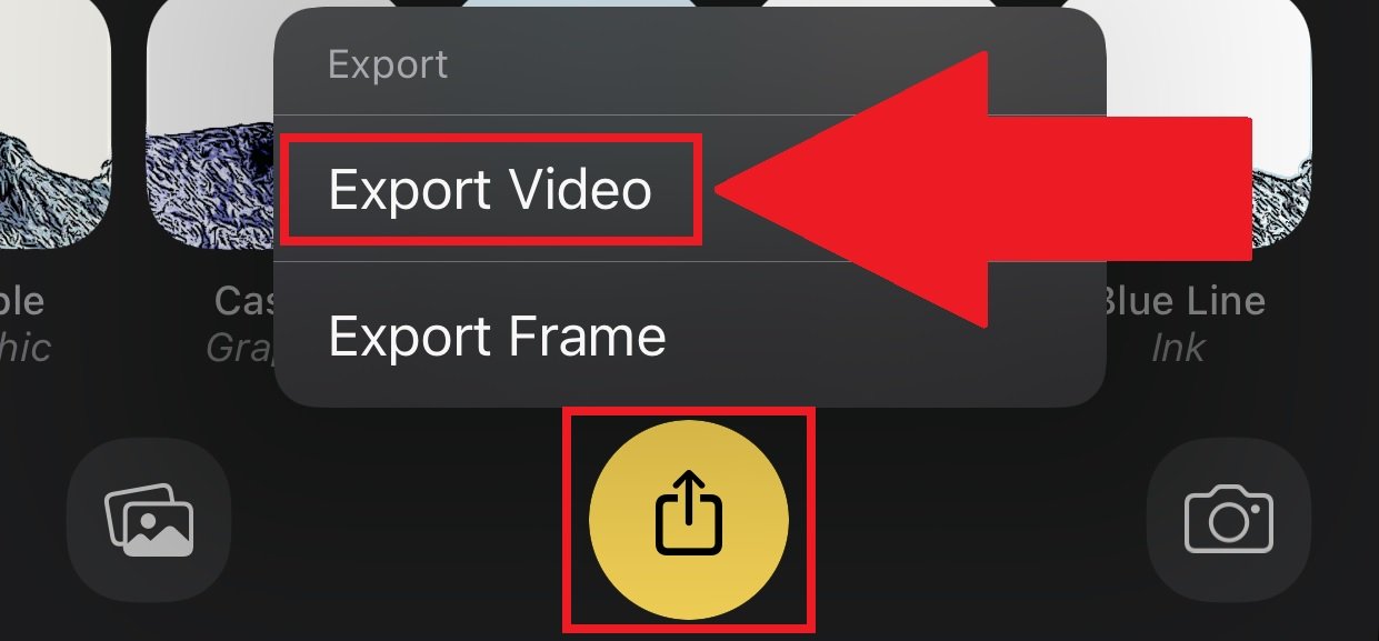 Apertando em "Export Video" você envia sua animação para um outro app ou para a sua galeria de imagens