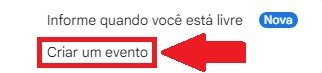 Clique na segunda opção para começar o processo de criação de uma reunião por e-mail