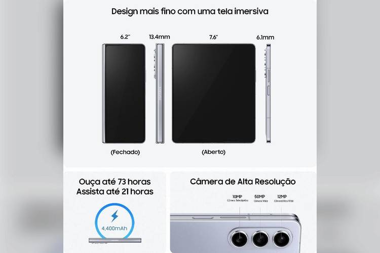 Características do Galaxy Z Fold 5.