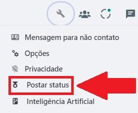 Procure pela opção "Postar status" na lista de recursos