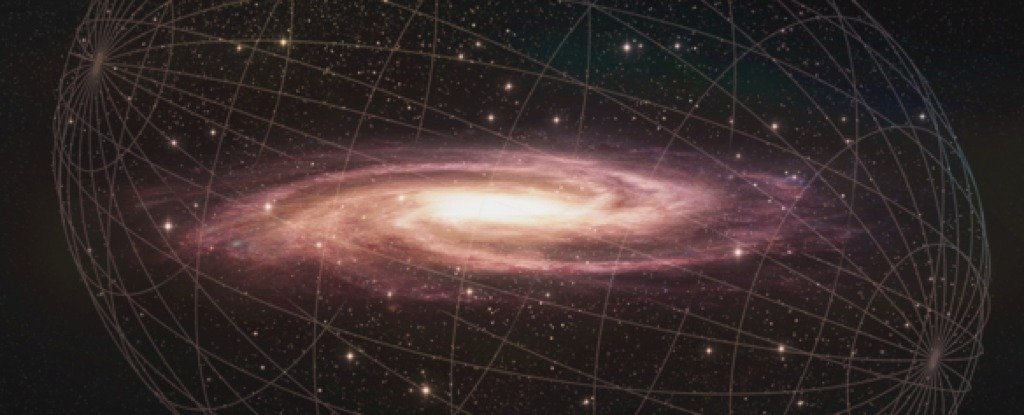 Ilustração do formato do halo da Via Láctea.