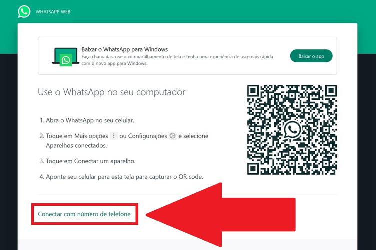 Procure pela opção "Conectar com um número de telefone"