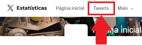 A opção "Tweets" fica no menu superior da tela