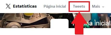 A opção "Tweets" fica no menu superior da tela